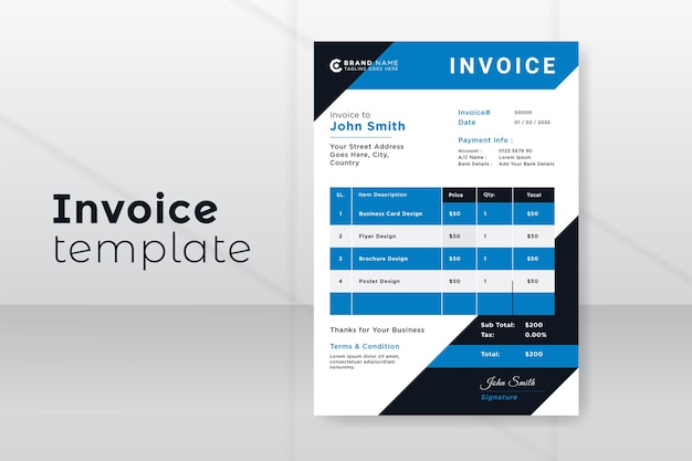 Modern abstract invoice template design