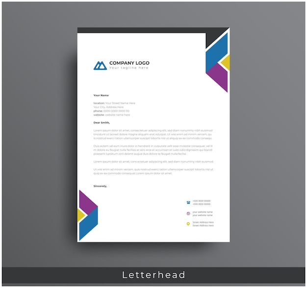 Modern abstract letterhead design professional corporate creative company clean A4 letterhead