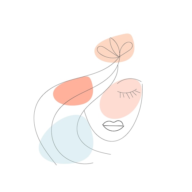 Modern abstract line minimalistic women faces arts