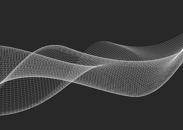 Modern abstract mesh dynamic wave with black background