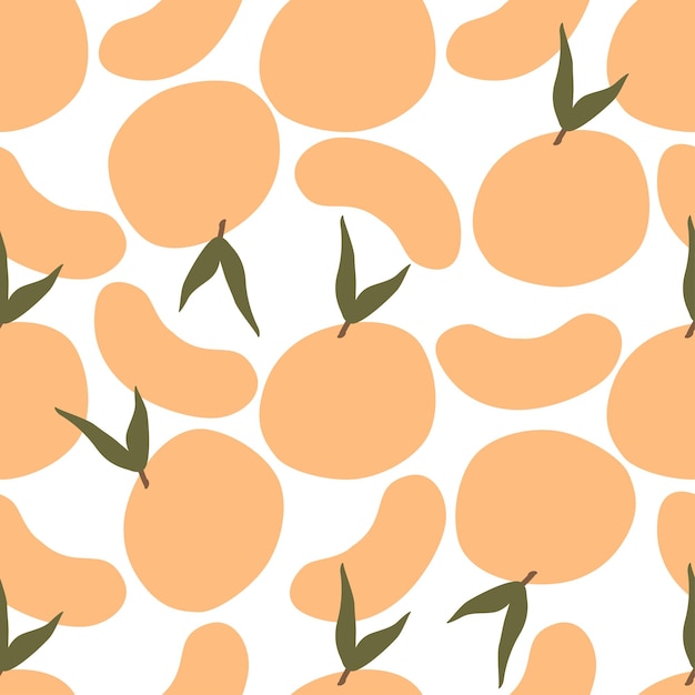 Modern Abstract Minimalist Fruit Mandarin Orange Seamless Pattern Background