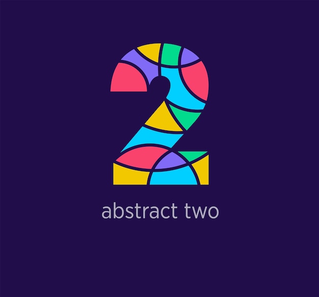 Vector modern abstract numeral two logo icon unique design color transitions colorful 2 number template