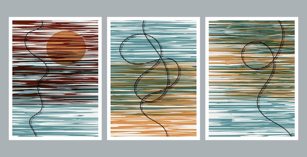 Modern abstract painting Scribble effect Set of fluid geometric shapes Abstract hand drawn watercolor effect shapes Home decor design Modern art print