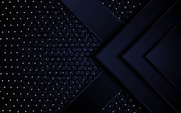 Modern abstract premium black future background banner design in dots and circle pattern texture.