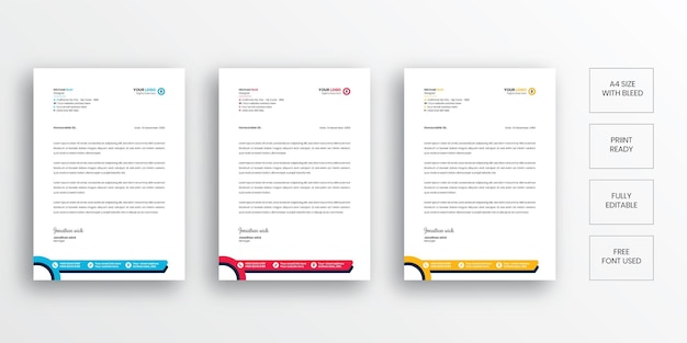 Modern and Abstract professional corporate business letterhead template design in a4 size vector.