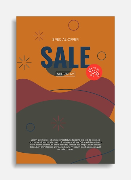 Modern abstract SALE poster template with colorful geometric shapes