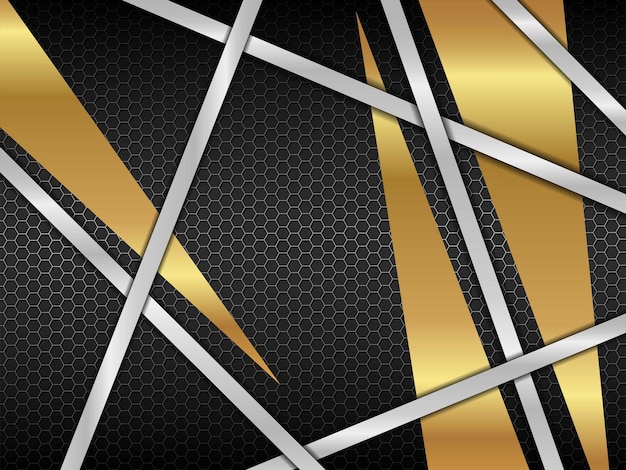 Modern abstract silver with gold and black background elegant wallpaper design