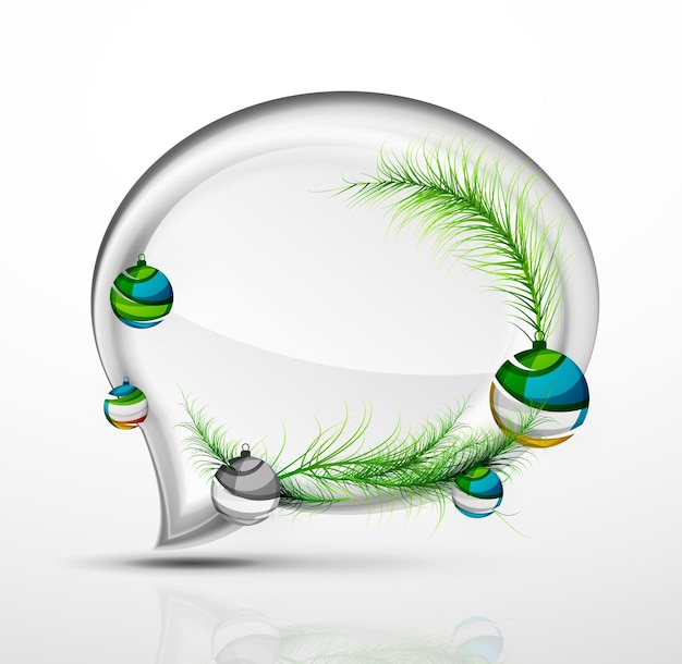 Modern abstract speech bubble with Christmas decoration