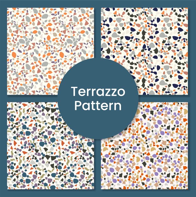 Vector modern and abstract terrazzo pattern set