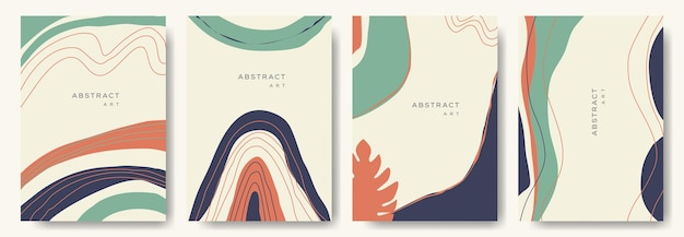 Modern abstract vector backgroundsminimal trendy style various shapes set up design templates