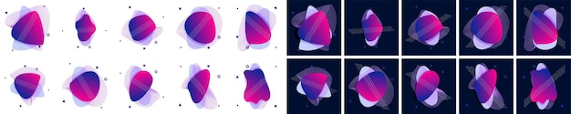 Modern abstract vector banner set Flat geometric liquid Purple color Background Modern vector template Template for the design of a logo flyer or presentation