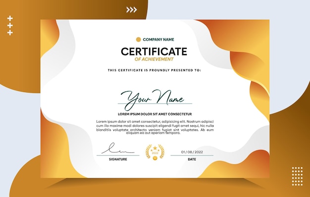 Modern of achievement certificate template