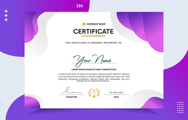 Modern of achievement certificate template