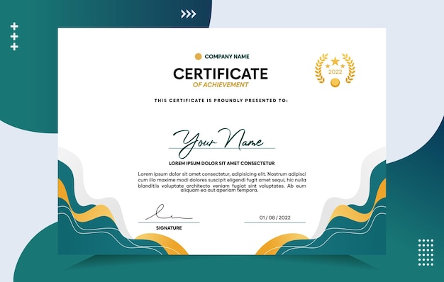 Modern of achievement certificate template