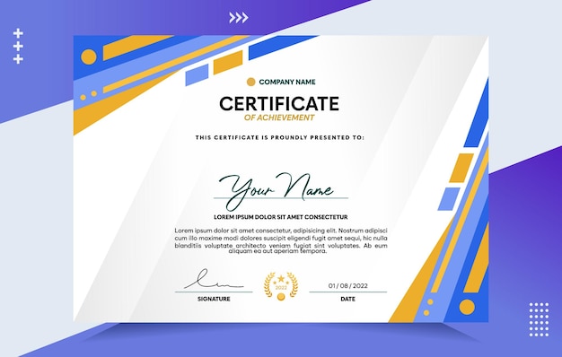 Modern of achievement certificate template