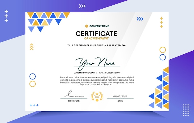 Modern of achievement certificate template