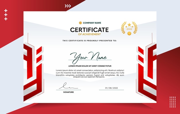 Modern of achievement certificate template