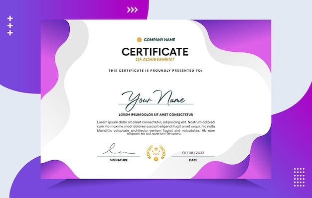 Modern of achievement certificate template