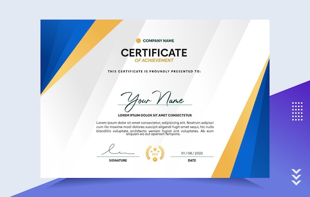 Modern of achievement certificate template