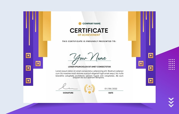 Modern of achievement certificate template