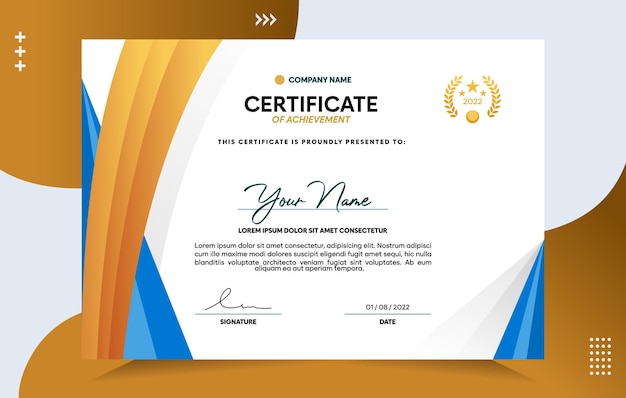 Modern of achievement certificate template