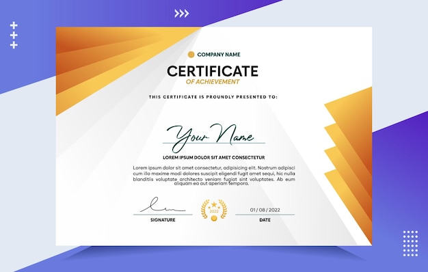 Modern of achievement certificate template