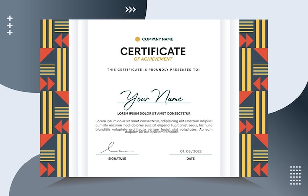 Modern of achievement certificate template