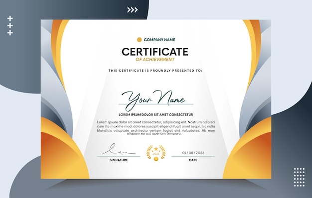 Modern of achievement certificate template