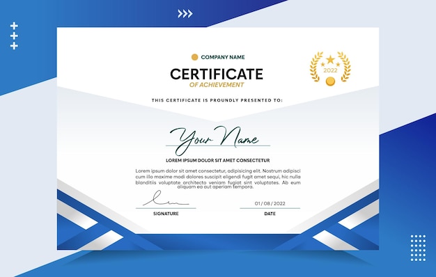 Modern of achievement certificate template