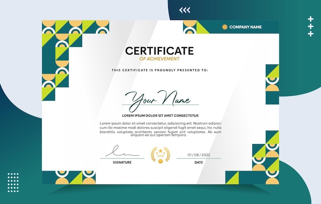 Modern of achievement certificate template