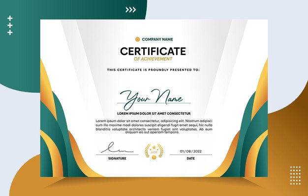 Modern of achievement certificate template