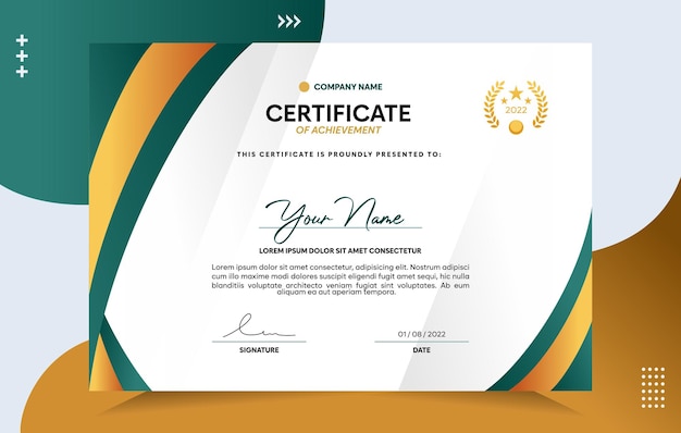 Modern of achievement certificate template