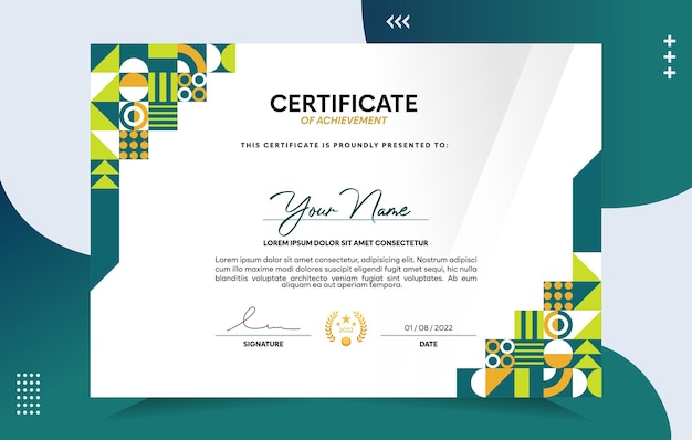 Modern of achievement certificate template