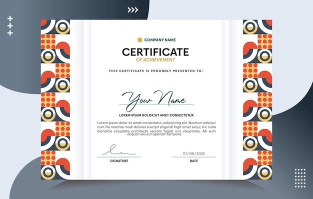 Modern of achievement certificate template