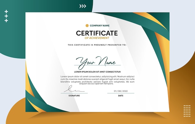 Modern of achievement certificate template