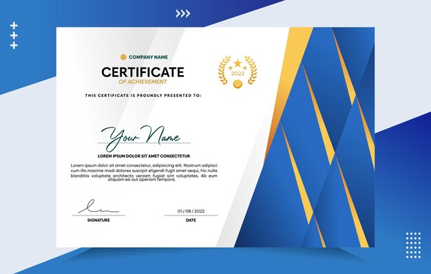 Modern of achievement certificate template