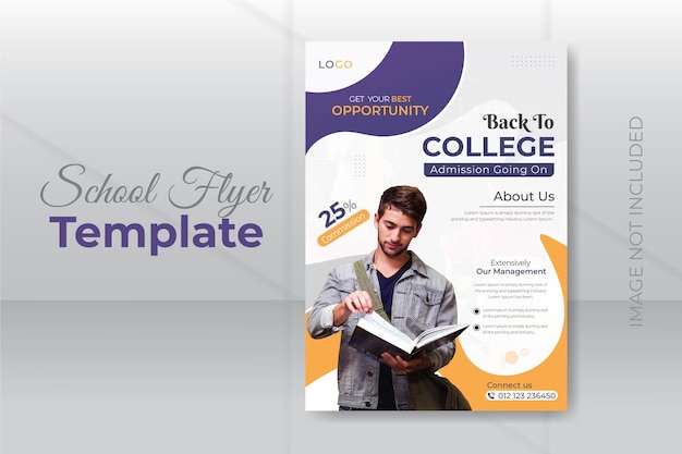 Modern admission flyer and school advertising brochure cover template