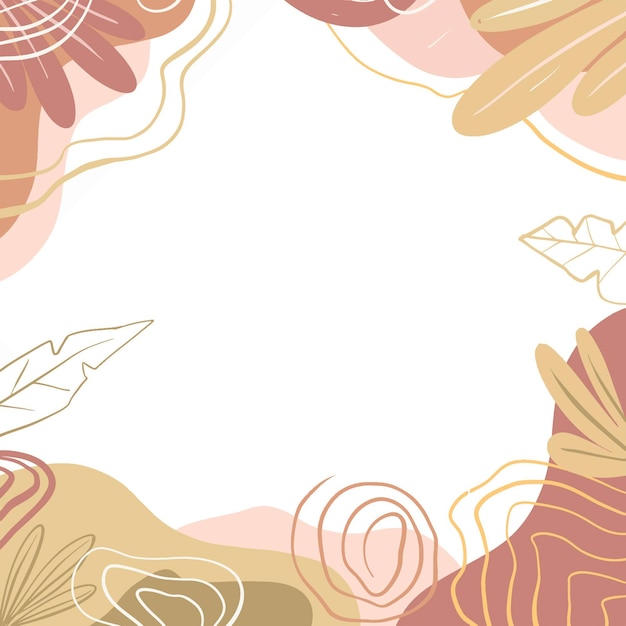 Modern aesthetic background with abstract shapes and leaves Premium Vector