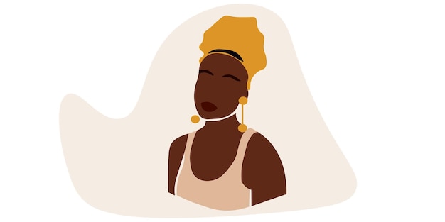 Modern African Woman in elegant line art style vector abstract