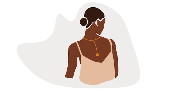 Modern African Woman in elegant line art style vector