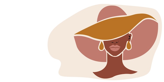 Modern African Woman in elegant line art style vector