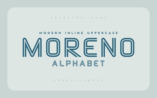 Modern alphabet font Typography inline stylish uppercase letters Vector illustration