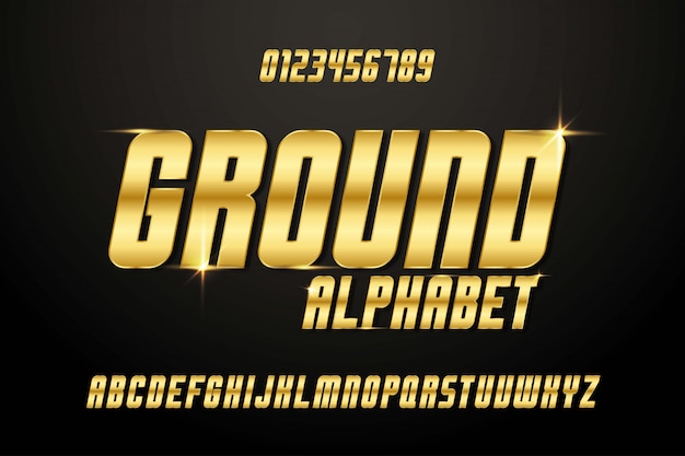 modern alphabet golden italic font uppercase. vector illustrator