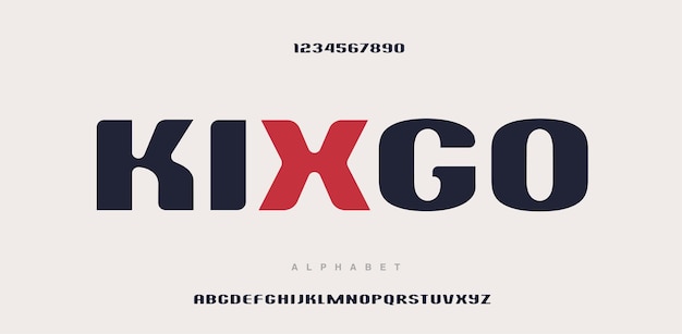 modern alphabet letters font and number