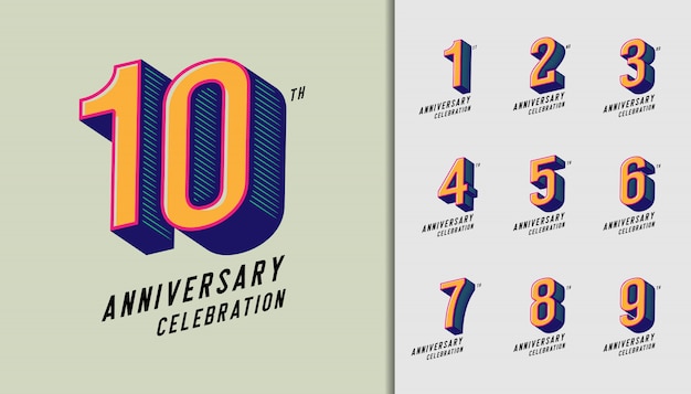 Modern anniversary celebration logotype set. 