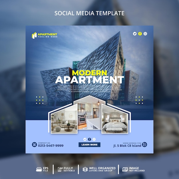 Modern apartmen social media post banner template