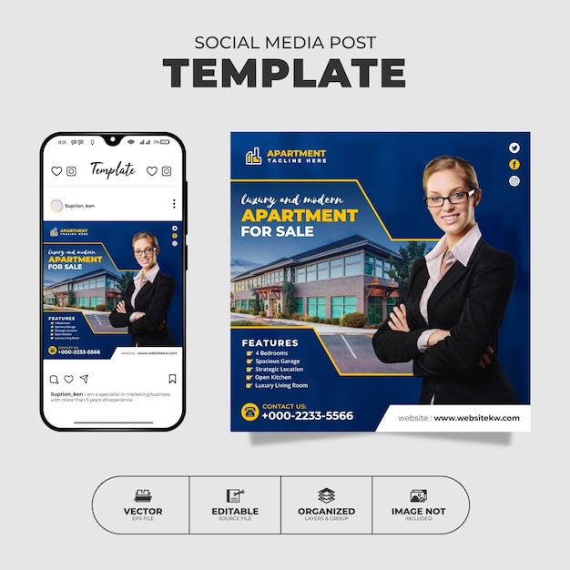 Modern Apartment Social Media Instagram Post Banner Template