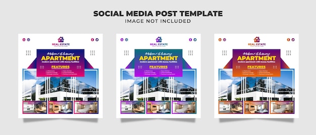 Modern Apartment Social Media Instagram Post, Flyer And Banner Template For Promotion