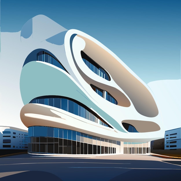 Vector modern architecture building in the morning vector illustration