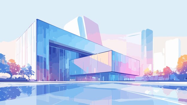 Vector modern architecture and light play vector illustration